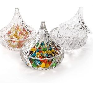 HERSHEY'S Kisses Crystal Glass Candy Storage Display Bowl Jar Decorative Lid